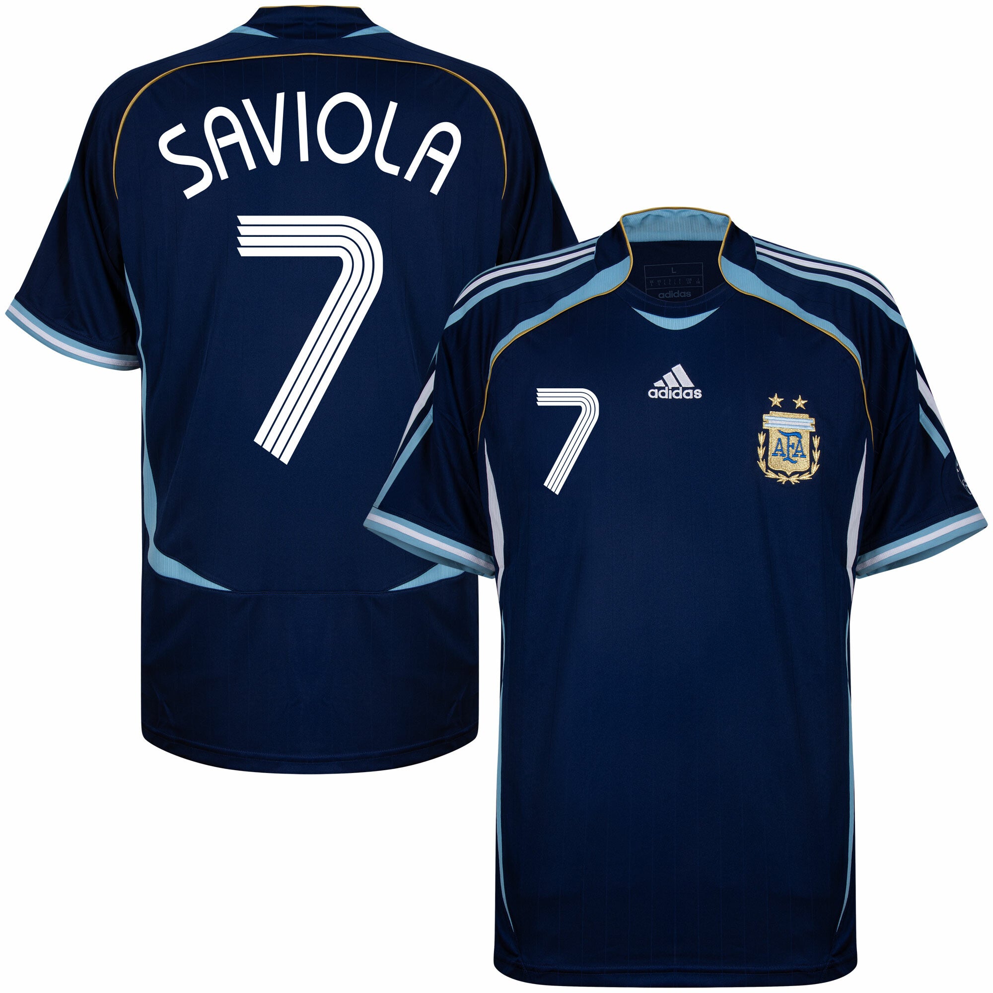 Argentina Reissue Away Saviola 7 Jersey 2006 (Retro Flex Printing)