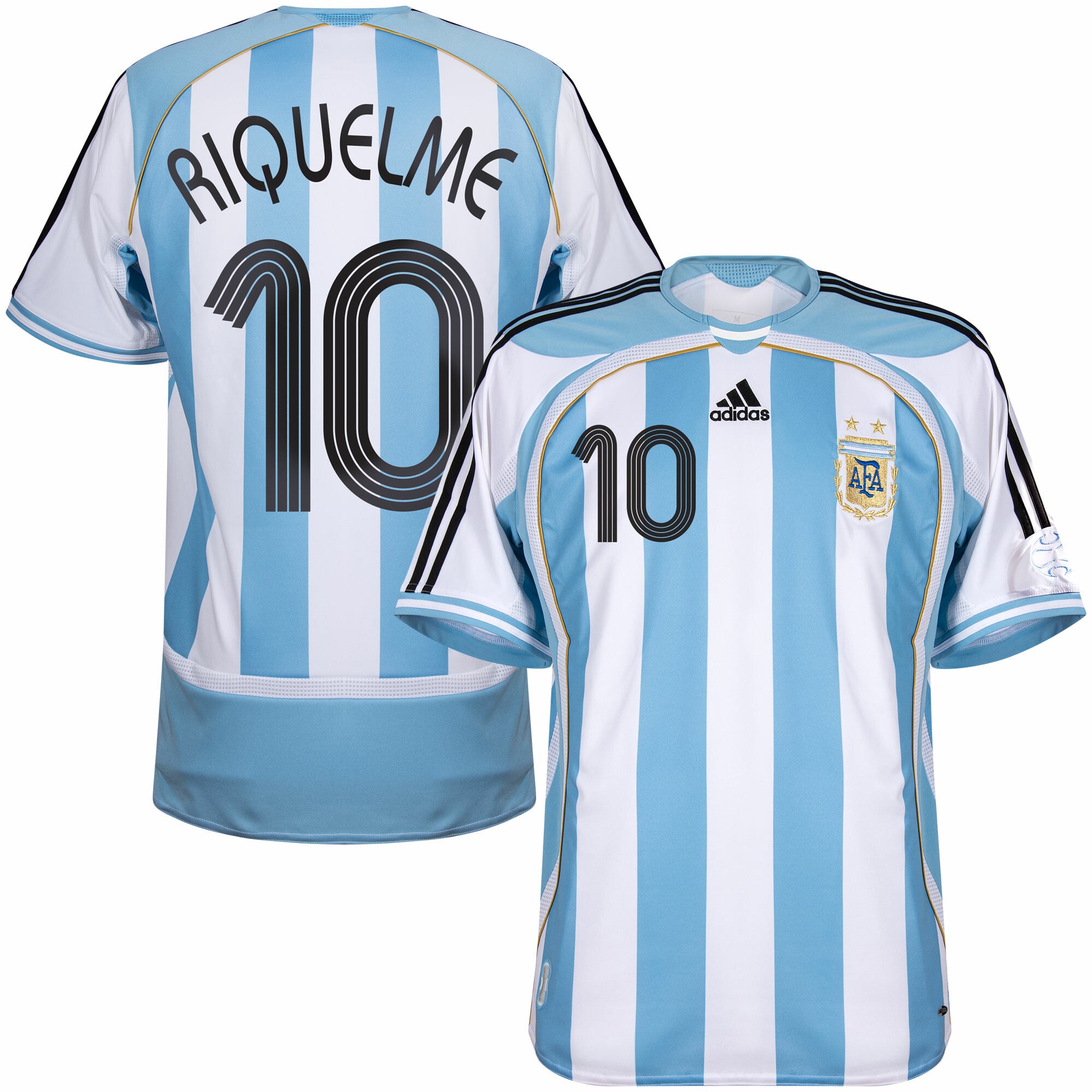 Argentina Reissue Home Riquelme 10 Jersey 2006 (Retro Flex Printing)