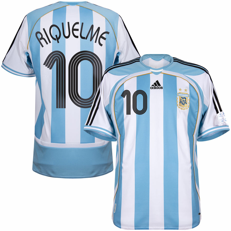 Argentina Reissue Home Riquelme 10 Jersey 2006 (Retro Flex Printing)