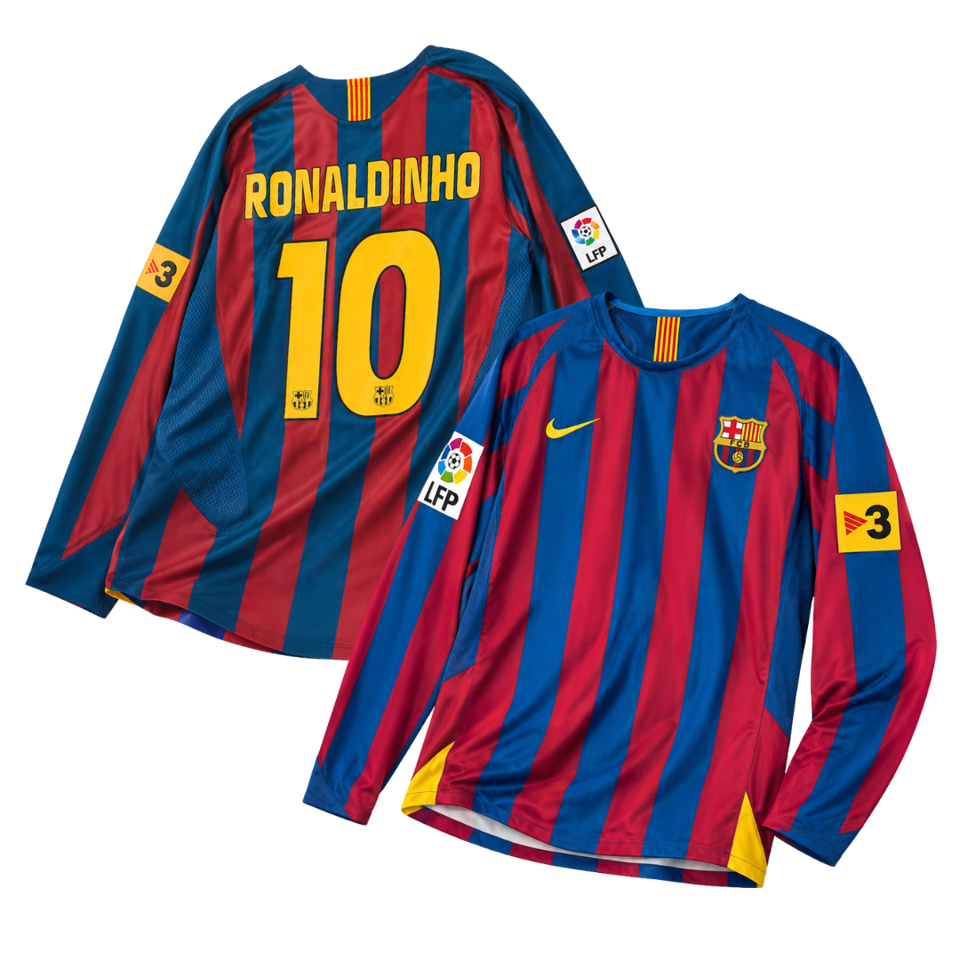 Barcelona 2006 Ronaldinho #10 Long-Sleeve Retro Jersey