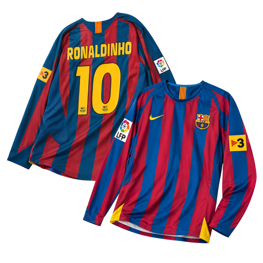 Barcelona 2006 Ronaldinho #10 Long-Sleeve Retro Jersey